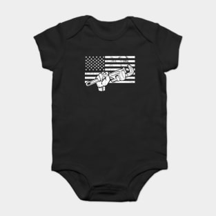 Plumber American Flag with Wrench Baby Bodysuit